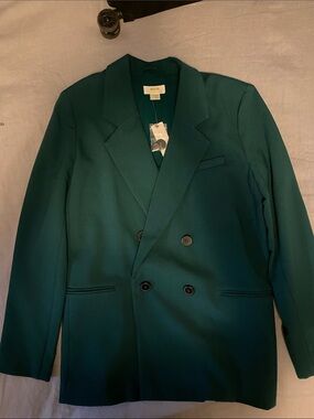 Double-Breasted Teal Blazer